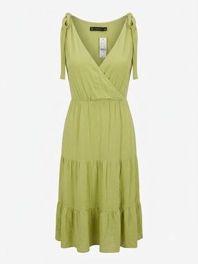 Zodiac Lime Green Tie-Shoulder V-Neck Maxi Dress